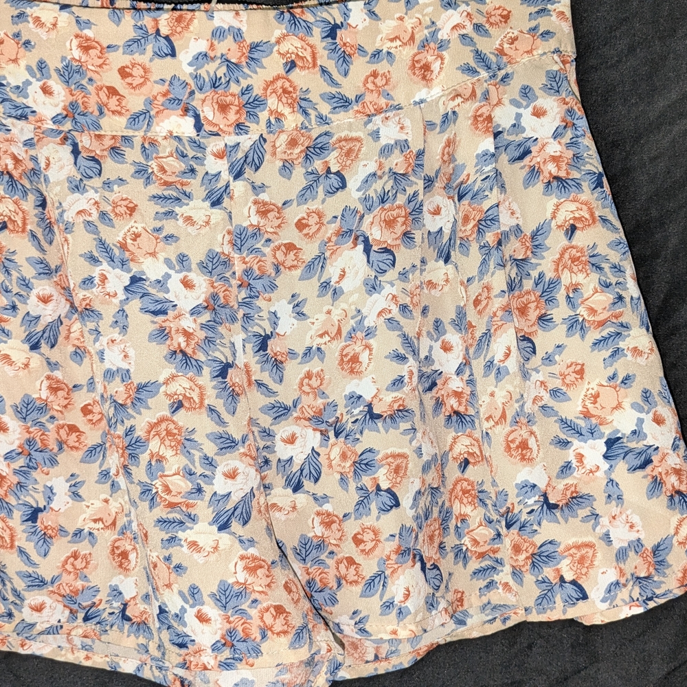 Floral Skirt with Blue and Orange Flowers